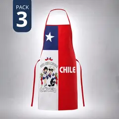 UTILISIMO - Pack 3 Delantal Pechera Condorito Bandera Chile Fiestas Patrias