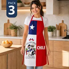 UTILISIMO - Pack 3 Delantal Pechera Condorito Bandera Chile Fiestas Patrias