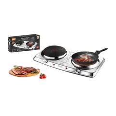 GENERICO - Cocina Eléctrica RAF R.8205 Doble Hornilla 2000W Acero Inox