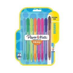 PAPER MATE - Set 8 Bolígrafos Inkjoy Retráctil P. Fina 0.7mm