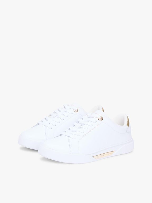 Zapatillas De Cuero Con Logo Blanco