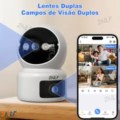 2NLF - Cámara De Seguridad Wifi 5G Ip 360° Doble Pantalla Full Hd Con Alarma Llamada Bidireccional