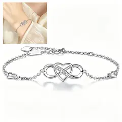 MOONCORE - Pulsera Infinito Corazón Zirconia Ajustable Regalo