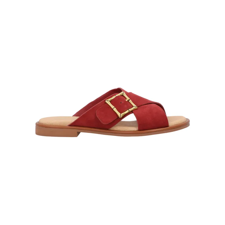 Sandalia Cuero Mujer Doha Rojo