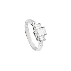MERY SATT - Anillo de Platino tricillo Baguette. Talla 6