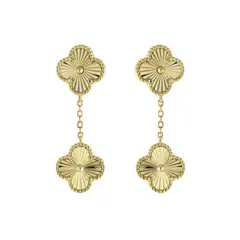 MERY SATT - Aros Trebol Diamantado Dorado Largos.