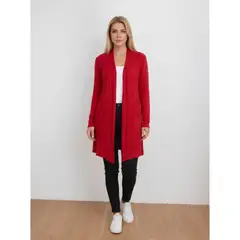 LIKE SHOP - Tapado Largo Algodón Hilo Mujer Tejido De Punto Bolsillos Colores 6060