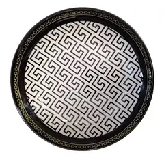 GENERICO - Plato de Cerámica Decorativo – Diseño Greca Griega ( 19 x19cm )