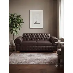 MUEBLES NEW - SOFA CHESTERFIELD CHOCOLATE ECOCUERO