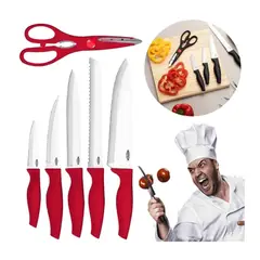 BRINOX - Juego De Cuchillos Cross Para Cocina 2556-370 Rojo