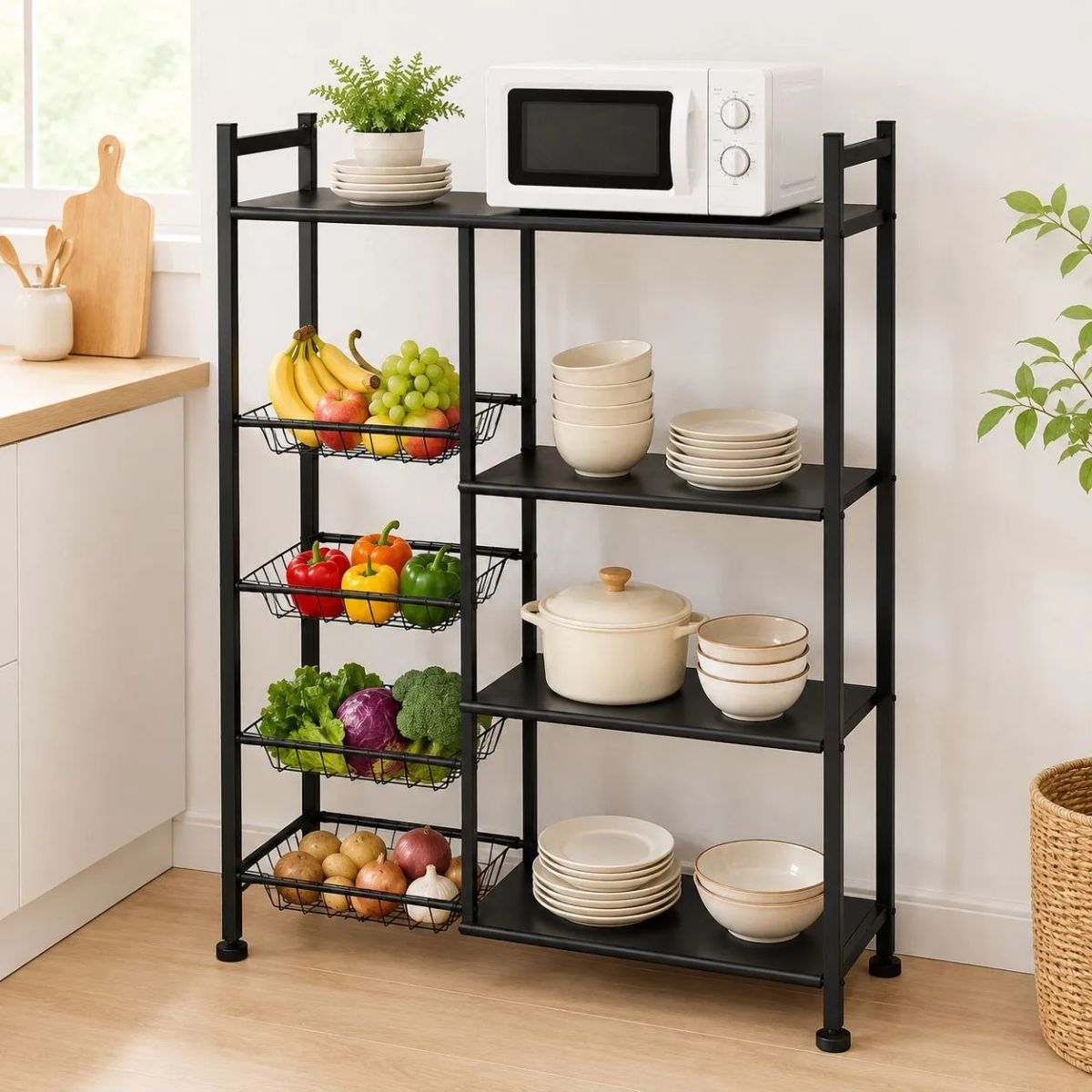 DOPA - Estante Organizador Cocina Multiuso 4 Niveles Con Canastos Y Ruedas 360