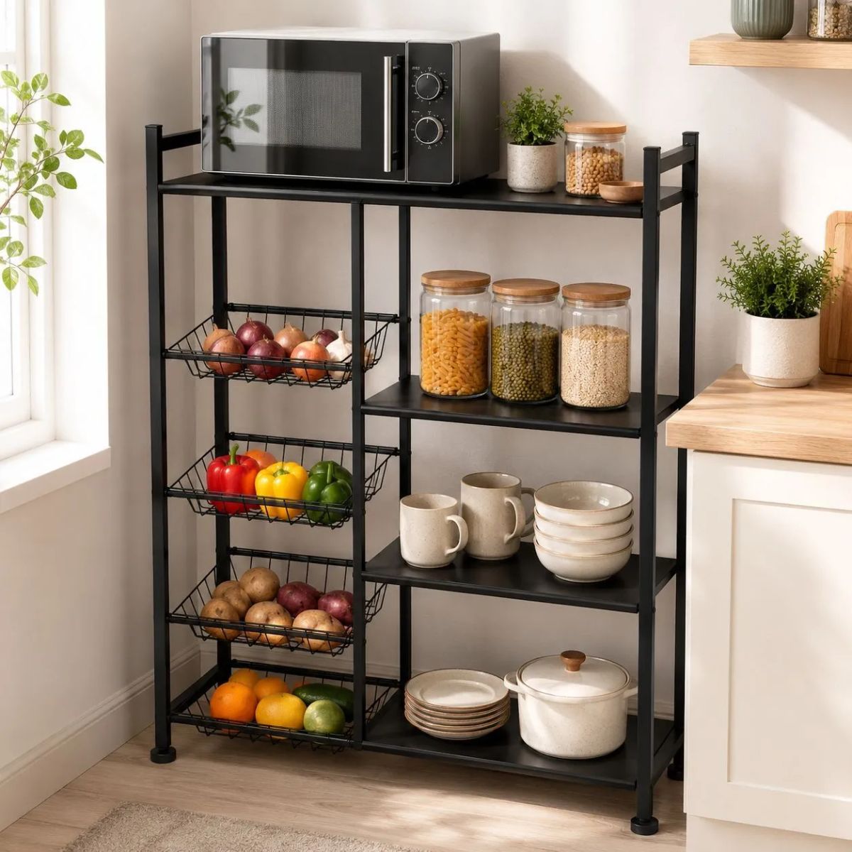 DOPA - Estante Organizador Cocina Multiuso 4 Niveles Con Canastos Y Ruedas 360