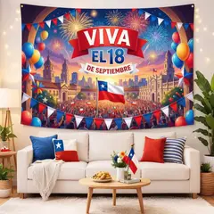 GENERICO - TELON DECORATIVO TELON FIESTAS PATRIAS 200X250 ROJO VIVA EL 18 SEPTIEMBRE ALS