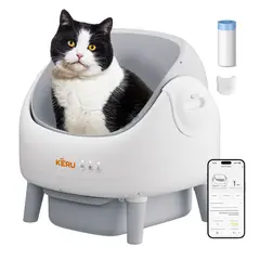 KERU - Arenero Inteligente Automático ABIERTO para Gatos con App WiFi XXL