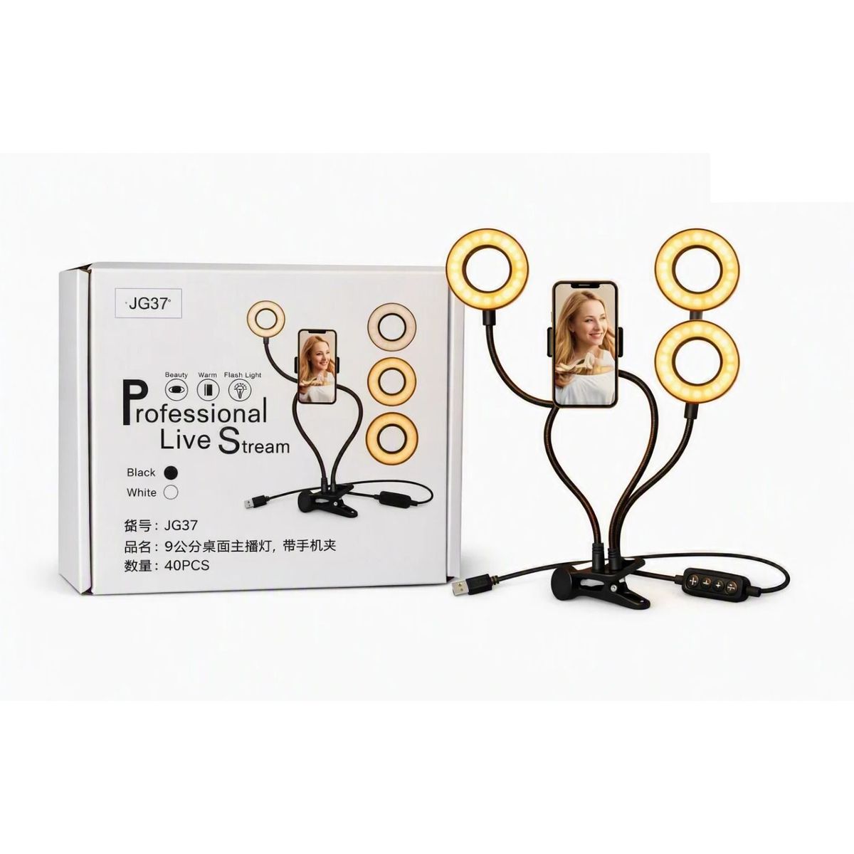 IRM - Aro Luz LED Con Soporte Celular Pinza Mesa Selfie Video