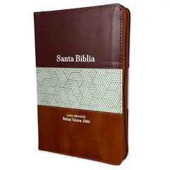 ABBA - Bíblia Letra Grande 12 Puntos Reina Valera 1960 Tricolor Marrón Beige Cierre Indice