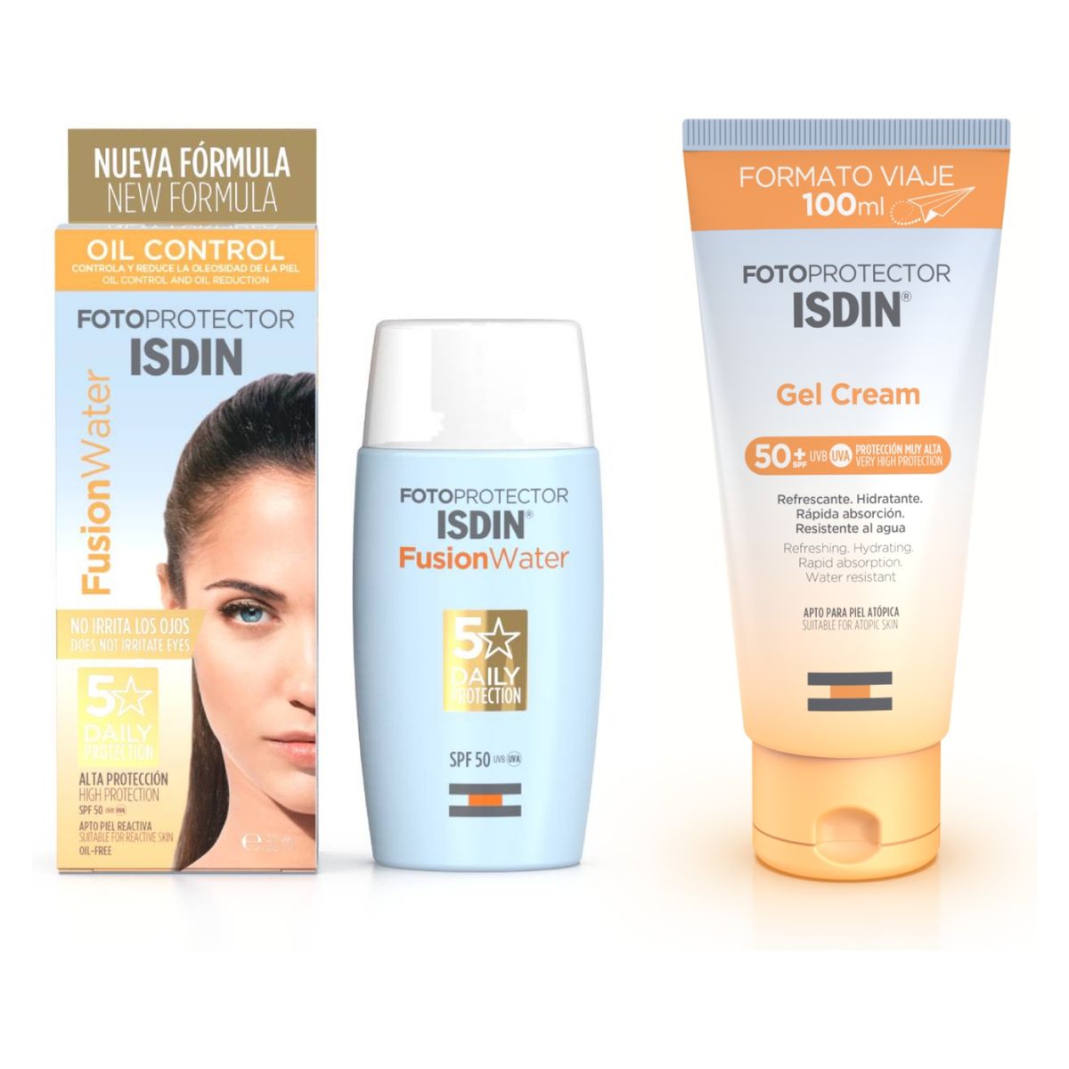 ISDIN - Set Fotoprotector ISDIN Fusion Water SPF 50 + Fotoprotector ISDIN Gel Cream SPF 50+