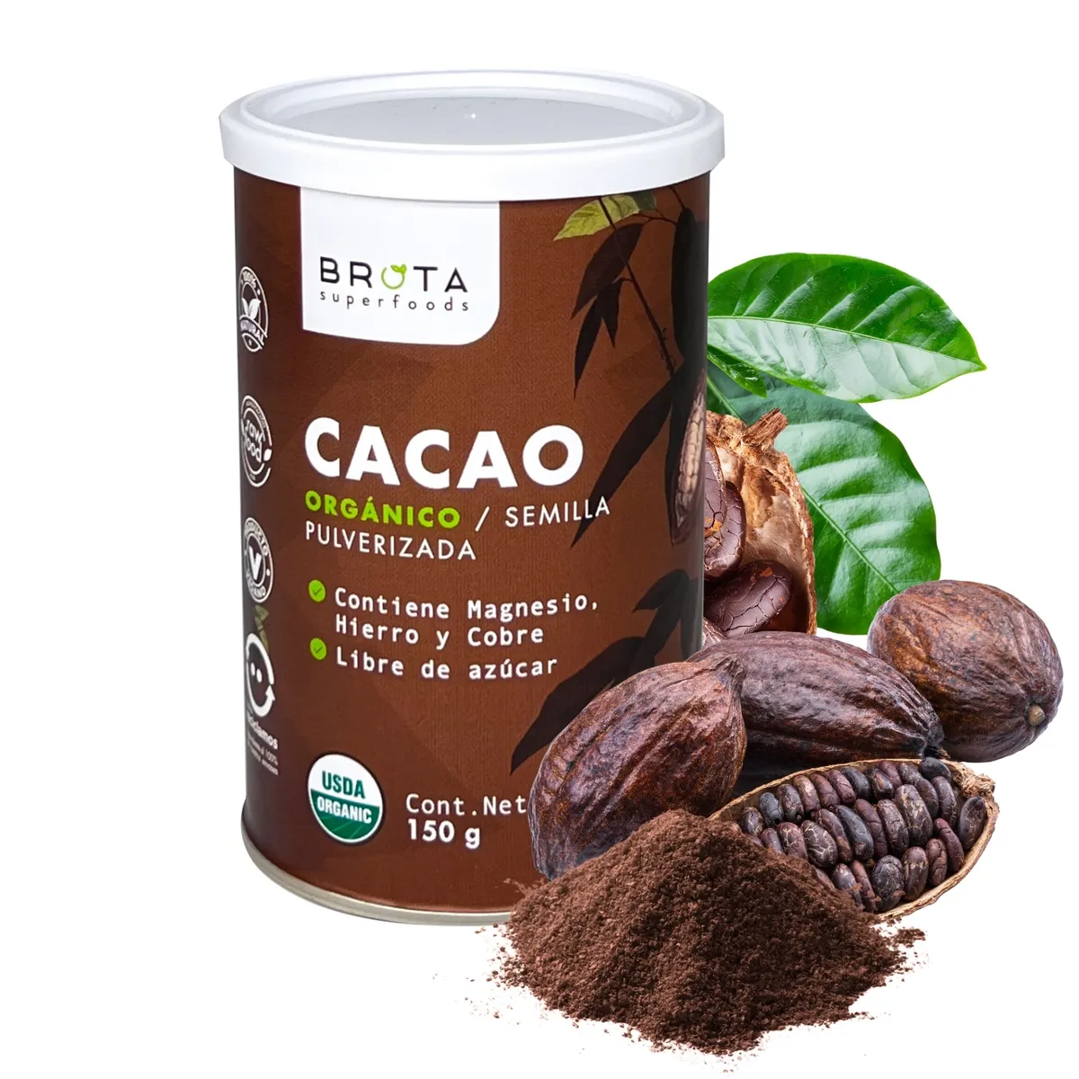 BROTAVIDA - Cacao orgánico en polvo 150 g Brota