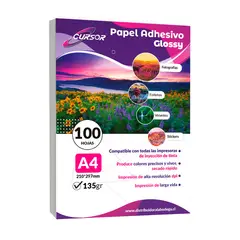 CURSOR - Papel Fotografico Adhesivo A4 135g Pack X 100 Un.