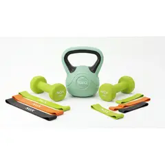 NGX - Kit Potencia Mancuernas 2x4kg Kettlebell 10kg Bandas
