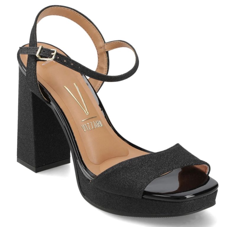 Sandalia Fiesta Taco Ancho Negro Mujer
