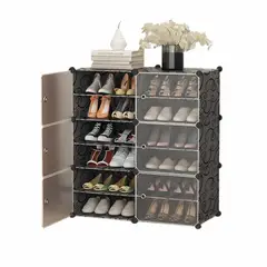 EL CONTAINER - Zapatero plastico 6 niveles color negro