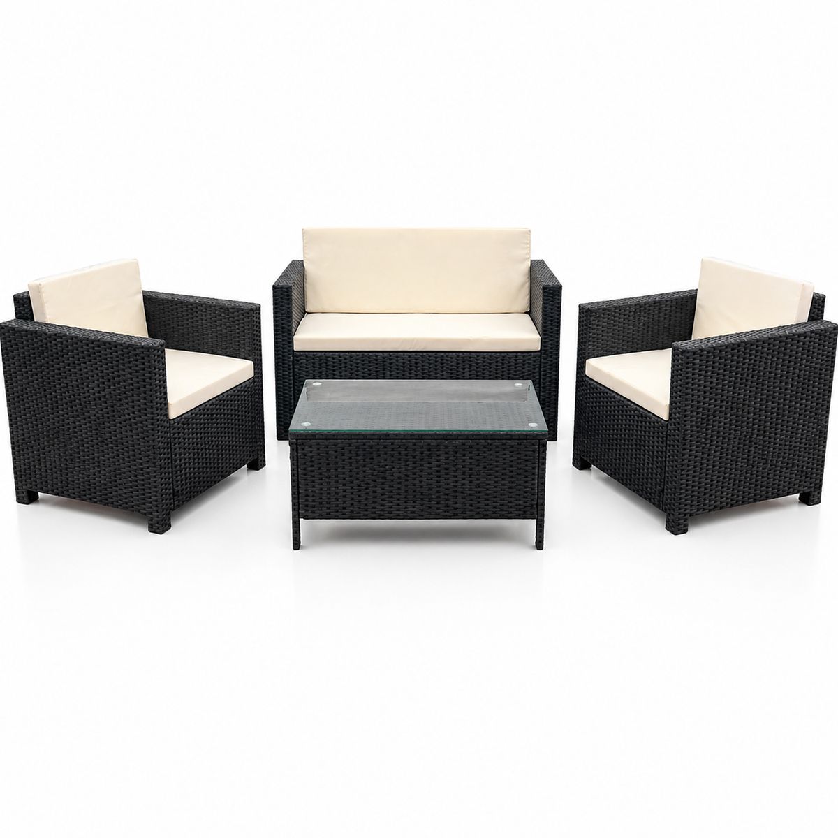 EL CONTAINER - Set de terraza de 4 piezas Sunset Black Rattan