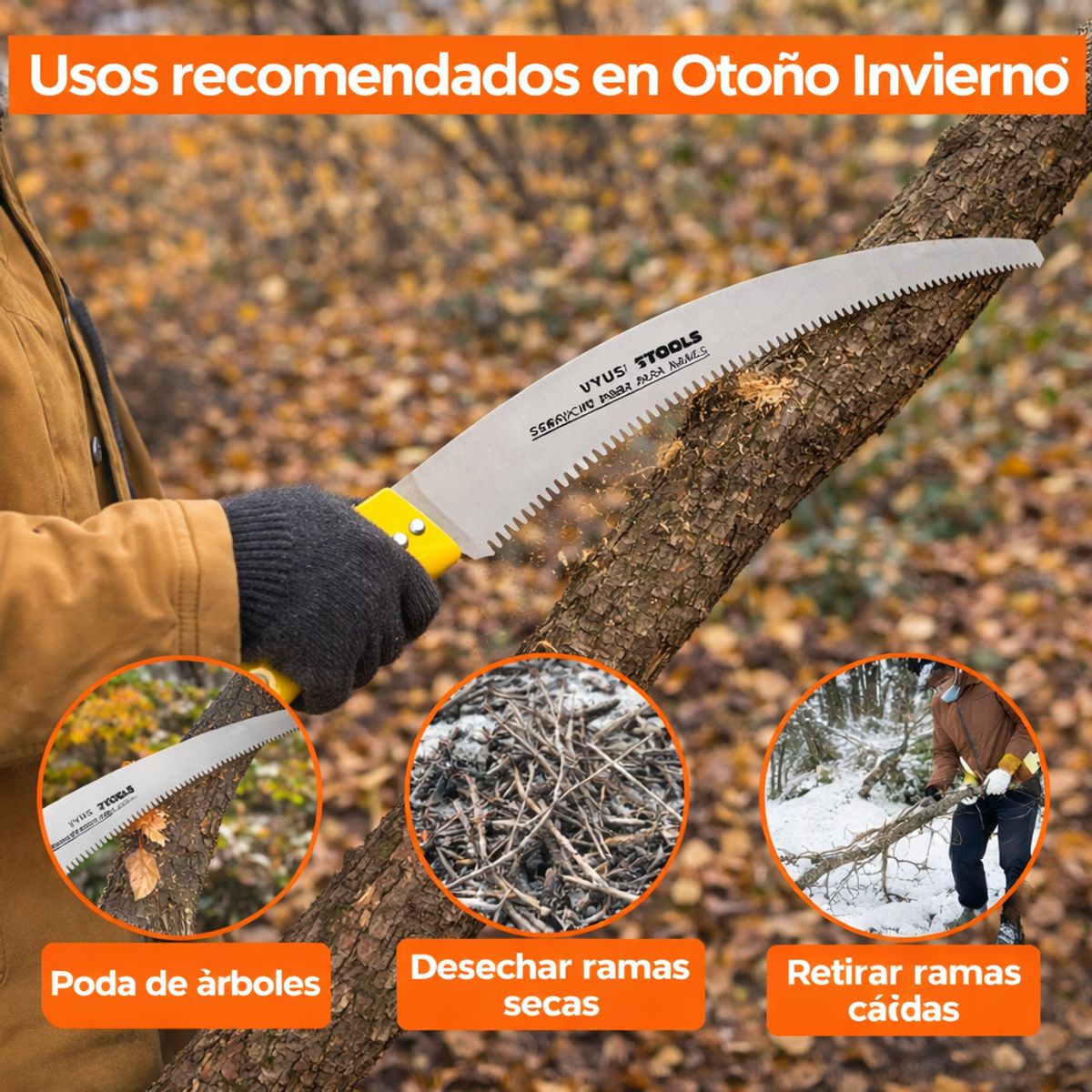 UYUSTOOL - Serrucho de Poda 13" Mango Metalico 3 Filos Uyustools Pack 2