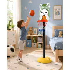 MYLHOGAR - Set Juego De Basquetbol Infantil Regulable Conejito Mas Balon