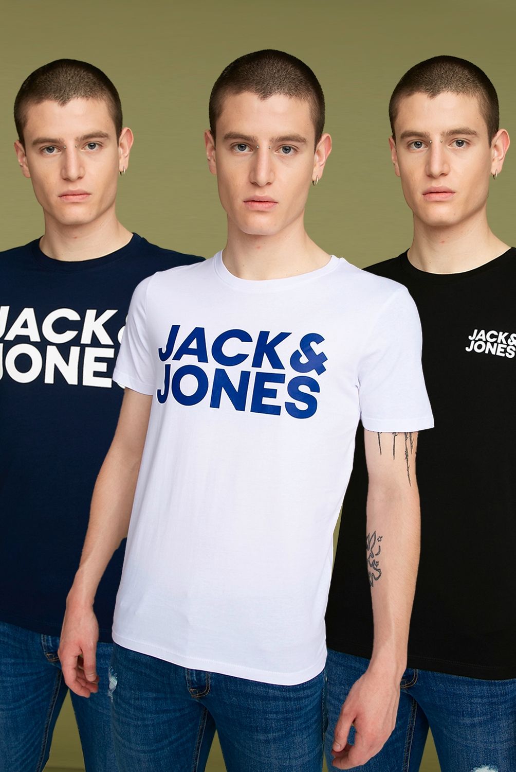 JACK&JONES - Jack&Jones Pack 3 Poleras Hombre