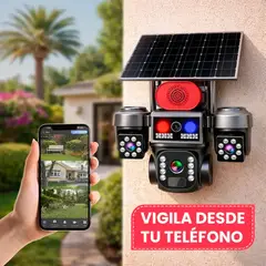 GENERICO - Cámara Solar Triple Lente 4G Chip PTZ | Homologada Subtel