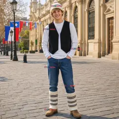UTILISIMO - Traje Chilote 3 Piezas Chaleco Gorro Polainas Hombre Fiestas Patrias