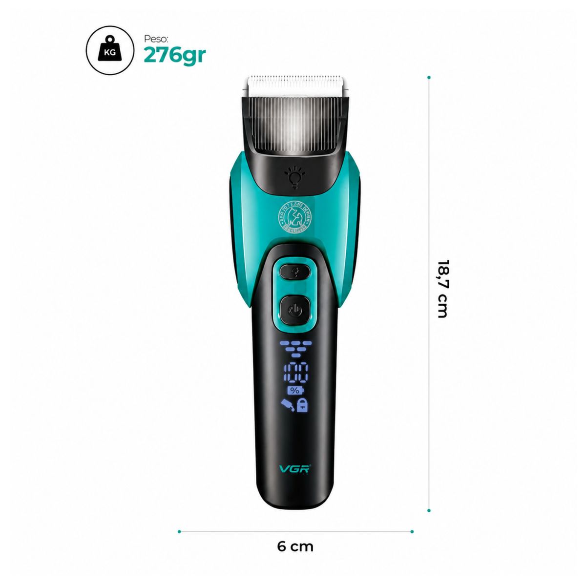 VGR VOYAGER - Cortadora Profesional para Mascotas VGR V-208 Verde