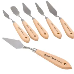 GIORGIONE - Espátulas para Óleo y Acrílico Set 5 Acero Mango Madera - SC