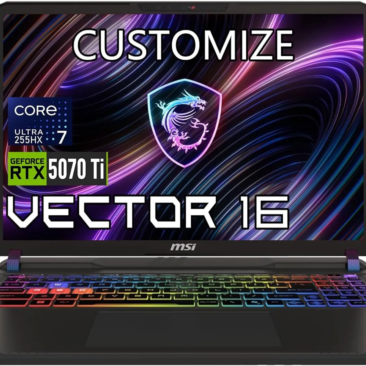 MSI - Notebook Gamer MSI Vector 16" 144Hz, Intel Core Ultra 7 255HX, RTX 5070 Ti, 16GB RAM, 1TB