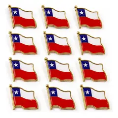 CHINA - Pin Solapa Bandera Chilena 2.5cm 12pcs Felices Fiestas