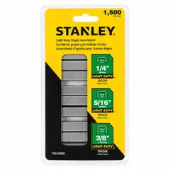 STANLEY - Paquete de Grapas Tra200bn Surtidas Uso Liviano 1500 Unidades