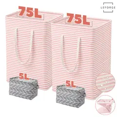 LEFORGE - Set 4 Cestos Canastos Ropa Sucia Plegable Texturizados 160L Color Rosa
