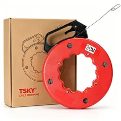 TSKY CHILE SHOPPING - Laucha Pasacables Acero 30m x 3mm con Carrete para Tendido Eléctrico Profesional