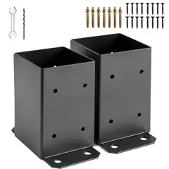 MOONCORE - 2 Bases Negro Pilar 4x4 Para Soporte De Postes Y Barandillas