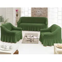 GENERICO - Juego De Fundas Para Sofa Y Sillones Turca Set Living 3+1+1 Elasticada Color Verde
