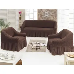 GENERICO - Juego De Fundas Para Sofa Y Sillones Turca Set Living 1+1+3 Elasticada Marron