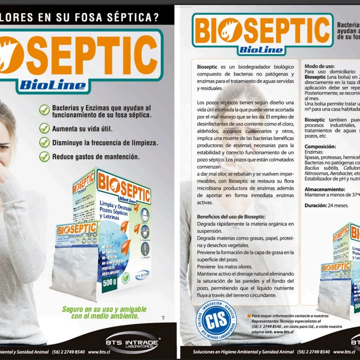 BTS - Biodegradador de aguas servidas y residuales BTS-INTRADE Bioseptic 100 g