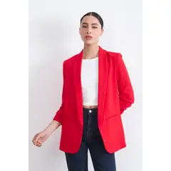 NICOPOLY - Blazer Manga 3/4 Ajustado con Solapas Rojo Mujer
