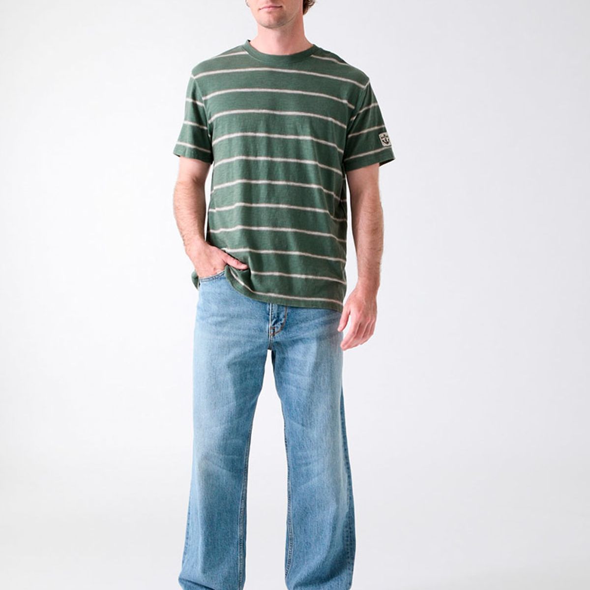 GUESS - Polera Stripes Acid Wash Tee Verde