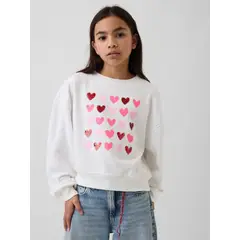 GAP - Polerón Niña Sin Gorro Blanco Corazones