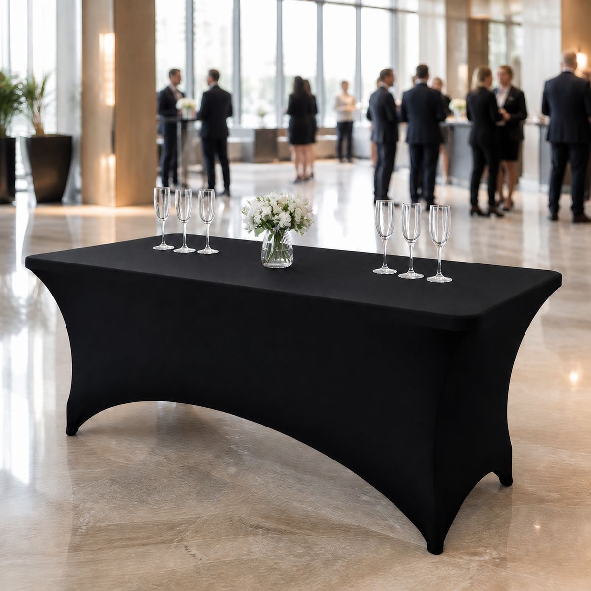 ARMONIA - Mantel Para Mesa Plegable 183x75x75 Cm Negro Elástico Poliéster