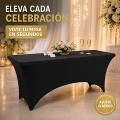 ARMONIA - Mantel Negro Elástico Para Mesas Plegables 183x75x75 Cm