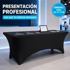ARMONIA - Mantel De Poliéster Elástico Negro 183x75x75 Cm