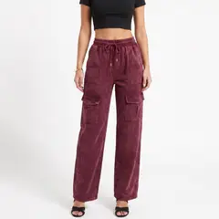 D'JOE - Buzo Acid Wash Cargo Wide Leg Mujer